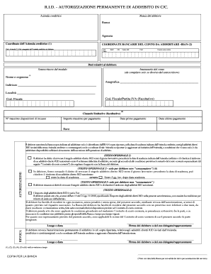 R.I.D. - AUTORIZZAZIONE PERMANENTE DI ADDEBITO IN C/C.