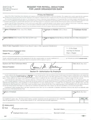 US Federal Payroll Deduction Request Form