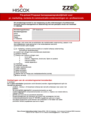Pre-priced Proposal beroepsaansprakelijkheid