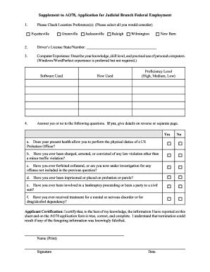 AO78 Application for Judicial Branch Federal Employment