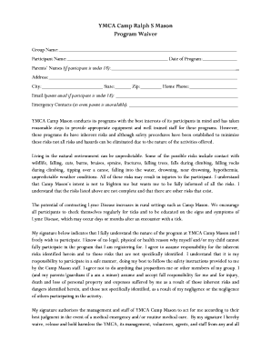 YMCA Camp Mason Program Waiver