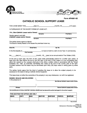 Catholic School Support Lease