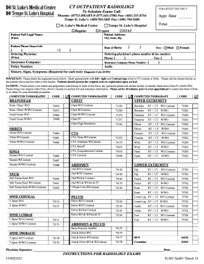Outpatient Radiology Exam Request Form