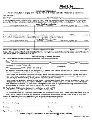 MetLife Beneficiary Designation Form