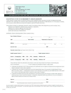 Health Advocate Authorization Form