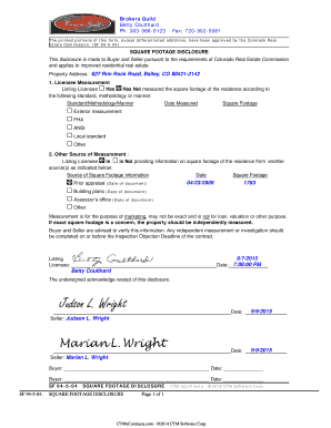 Colorado Square Footage Disclosure Form