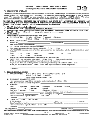 New Hampshire Residential Property Disclosure Form