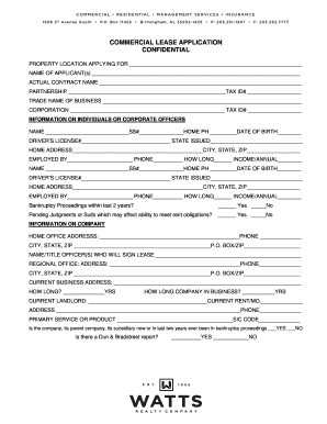 Commercial Lease Application Form