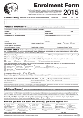 Part-Time Course Enrolment Form
