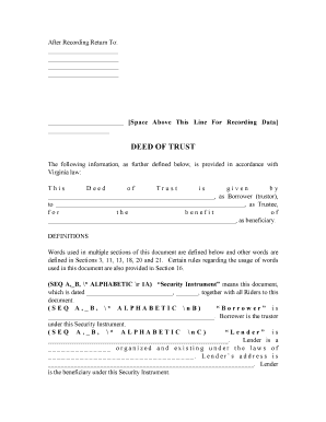 Virginia Deed of Trust Template