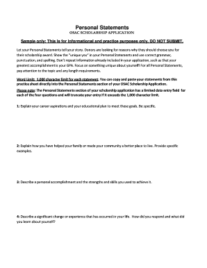 OSAC Scholarship Application Personal Statements