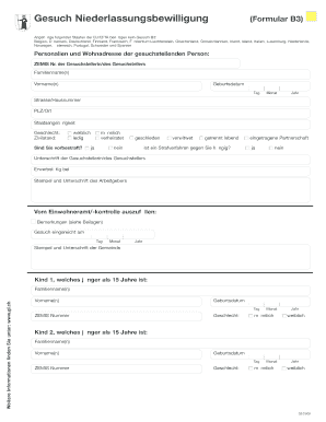 Gesuch Niederlassungsbewilligung (Formular B3)