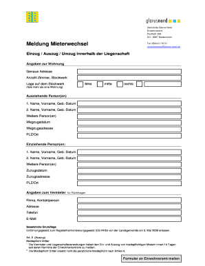 Meldung Mieterwechsel