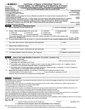 Form W-8BEN-E Certificate of Status of Beneficial Owner