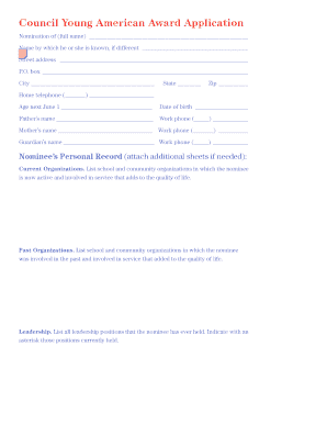Young American Award Nomination Form
