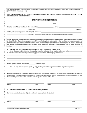 Colorado Inspection Objection Form