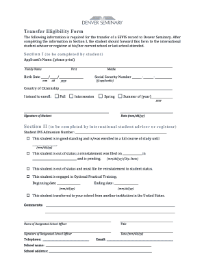 Transfer Eligibility Form