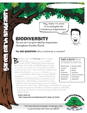 Biodiversity Educational Worksheet