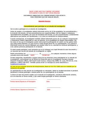 Documento Abreviado de Consentimiento por Escrito