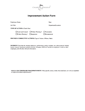 Written warning - Improvement Action Form - Charter Schools USA Facilities