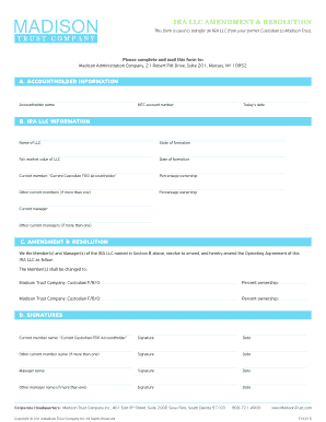 IRA LLC Amendment & Resolution Form