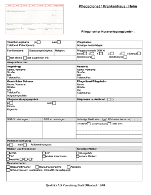 Pflegerischer Kurzverlegungsbericht
