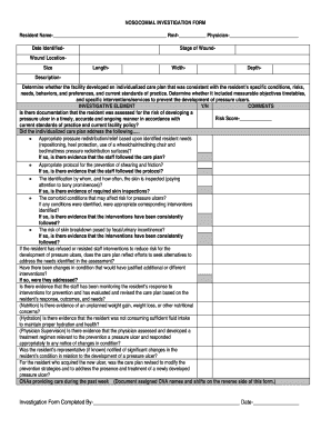 Nosocomial Investigation Form