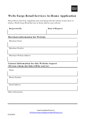 Wells Fargo Retail Services At-Home Application Form