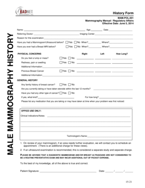 Mammography History Form