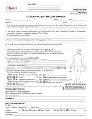 Formulario de Historia del Paciente de TC