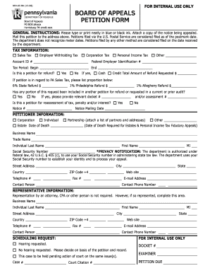 Pennsylvania Board of Appeals Petition Form
