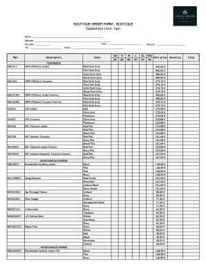 Boutique Order Form