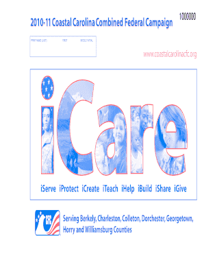 2010-2011 Coastal Carolina Combined Federal Campaign Pledge Form