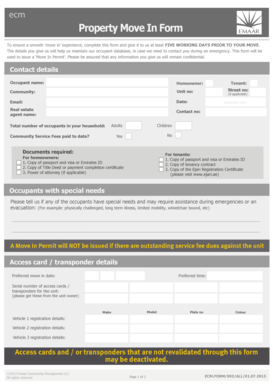 Property Move In Form