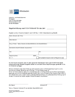 Negativerklärung nach § 24 FinVermV