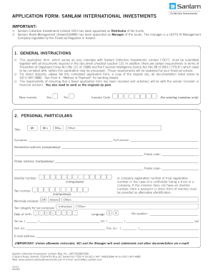 Sanlam International Investments Application Form