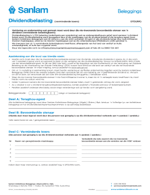 Dividend Tax Declaration Form (Reduced Rate)