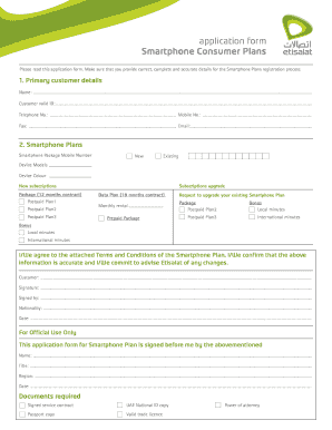 Smartphone Consumer Plans Application Form