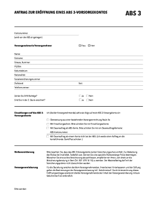 ANTRAG ZUR ERÖFFNUNG EINES ABS 3-VORSORGEKONTOS ABS 3
