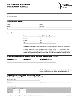 BULLETIN DE SOUSCRIPTION D'OBLIGATION DE CAISSE