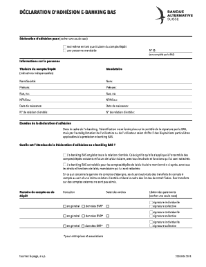 Déclaration d'adhésion e-banking BAS