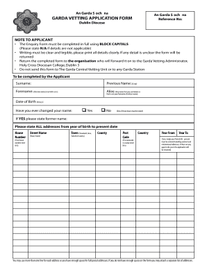Garda Vetting Application Form