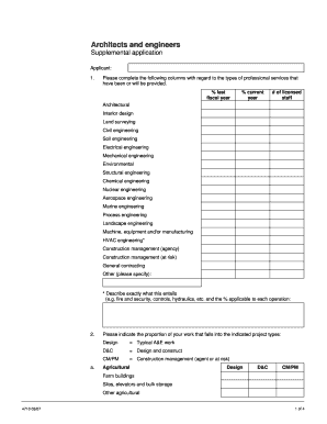 Architects and Engineers Supplemental Application