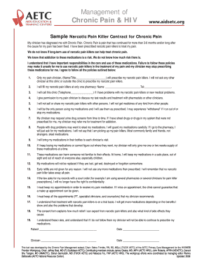 Narcotic Pain Killer Contract for Chronic Pain