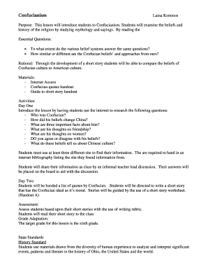 Confucianism Lesson Plan