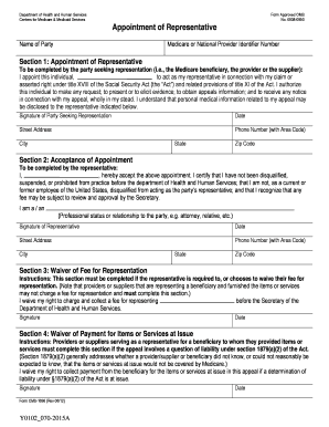 Appointment of Representative Form CMS-1696