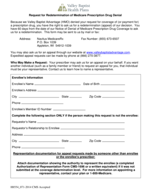 Request for Redetermination of Medicare Prescription Drug Denial