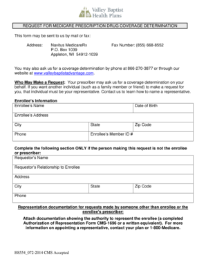 Medicare Prescription Drug Coverage Determination Form