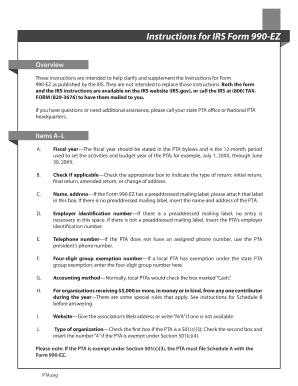 Instructions for IRS Form 990-EZ