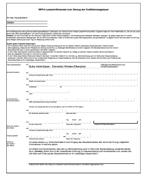 SEPA-Lastschriftmandat zum Einzug der Kraftfahrzeugsteuer